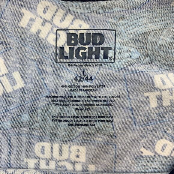 Budlight Beer Tank Top Mens L Large Blue Allover Print Sleeveless Round Neck - Picture 7 of 9
